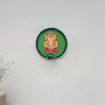 Ganesha - handpainted clay art wall frame 15 - handcrafted