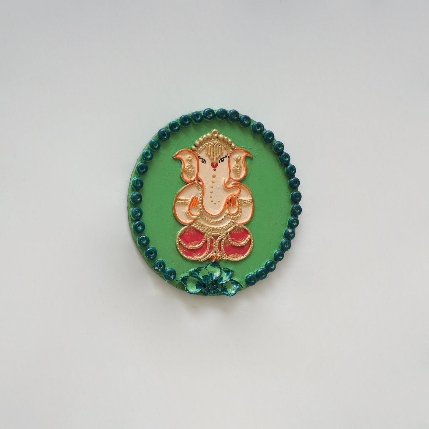 Ganesha - handpainted clay art wall frame 15 - handcrafted