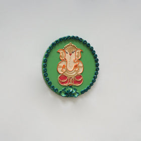 Ganesha - handpainted clay art wall frame 15 - handcrafted