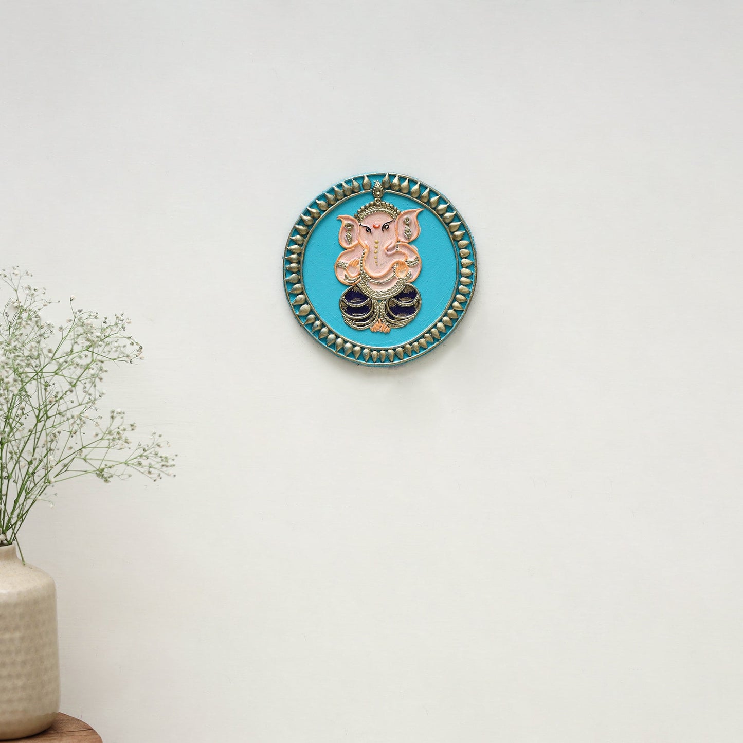 Ganesha - handpainted clay art wall frame 16 - handcrafted