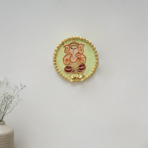 Ganesha - handpainted clay art wall frame 16 - handcrafted