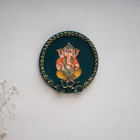 Ganesha - handpainted clay art wall frame 17 - handcrafted