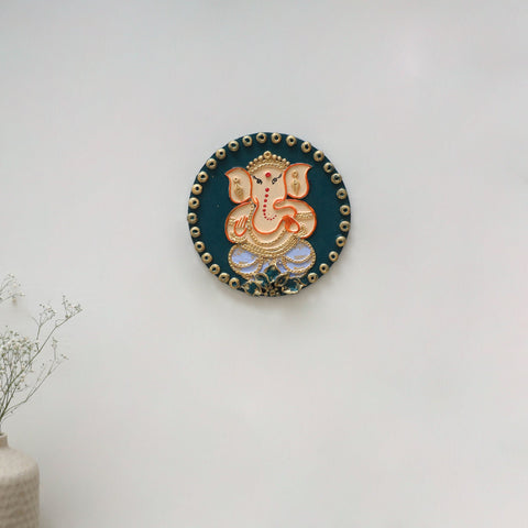 Ganesha - handpainted clay art wall frame 17 - handcrafted