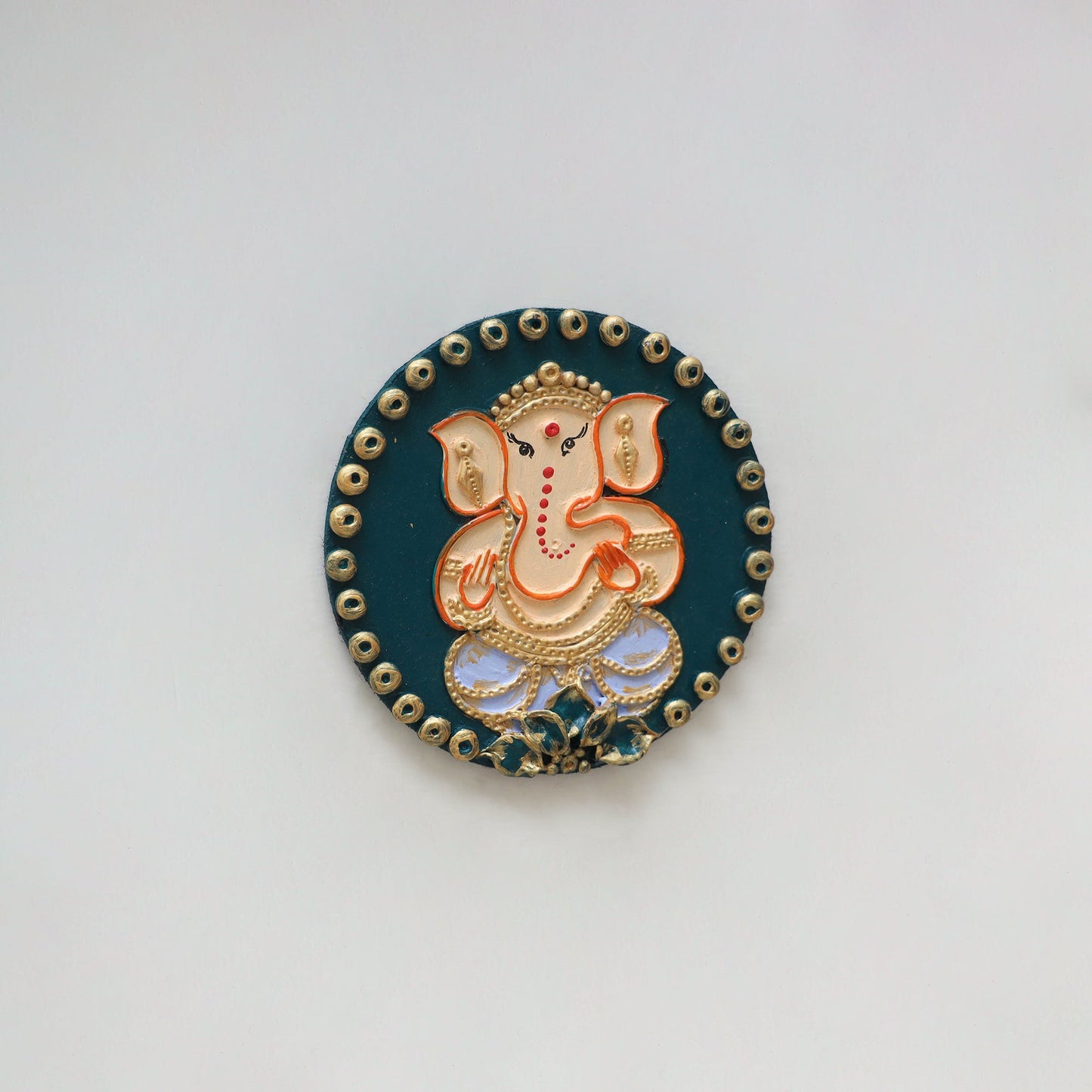 Ganesha - handpainted clay art wall frame 17 - handcrafted