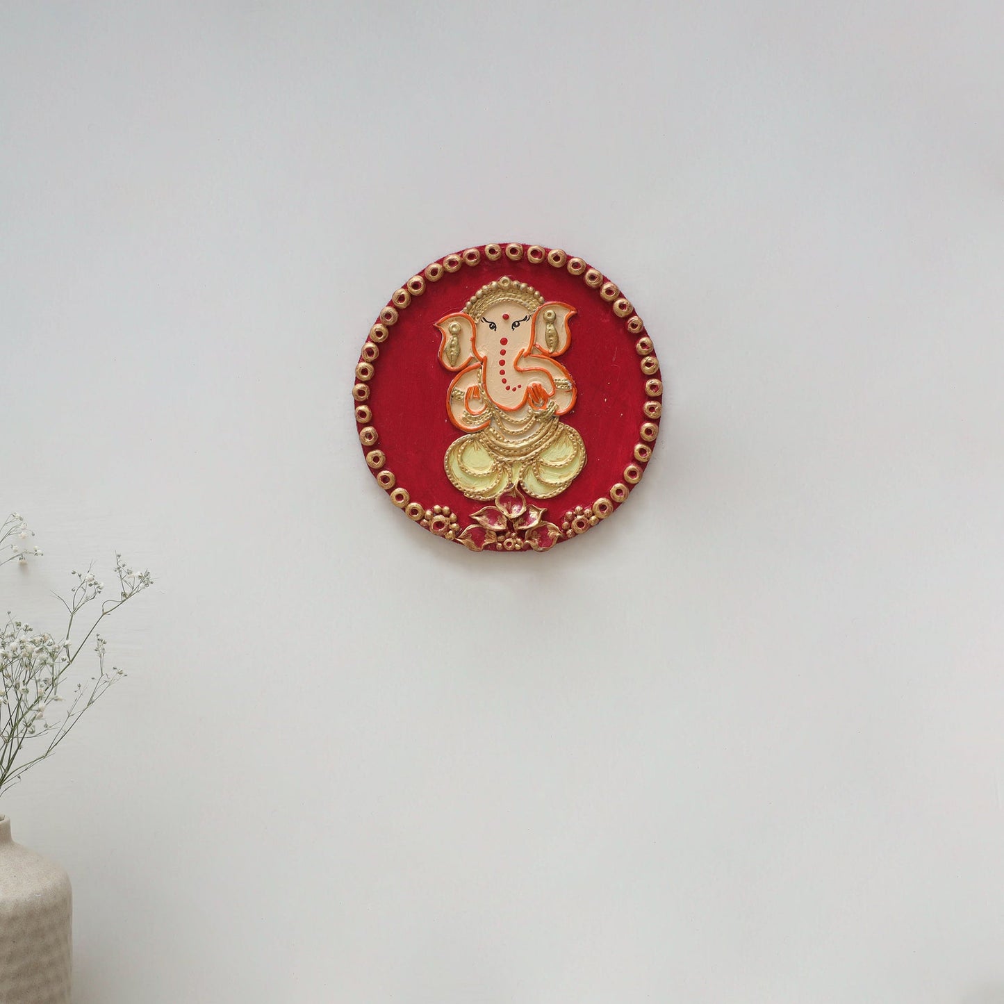 Ganesha - handpainted clay art wall frame 18 - handcrafted