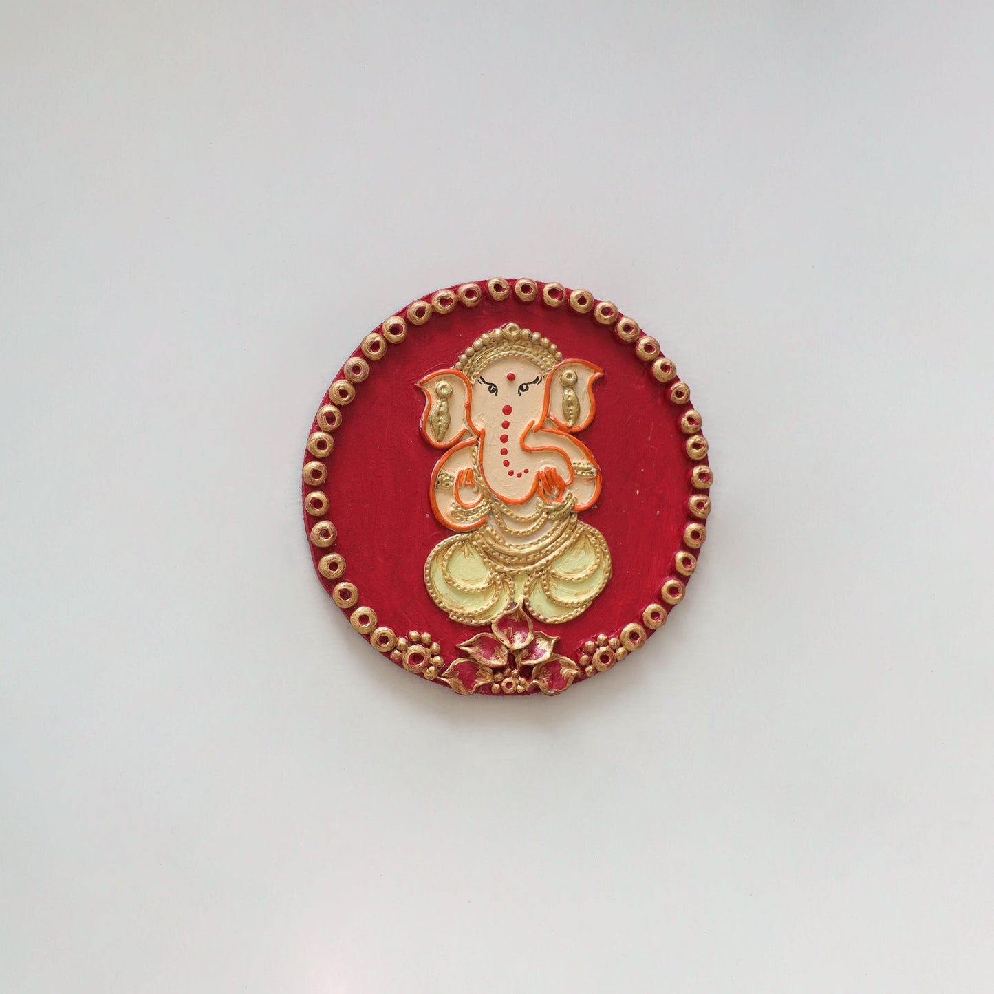 Ganesha - handpainted clay art wall frame 18 - handcrafted