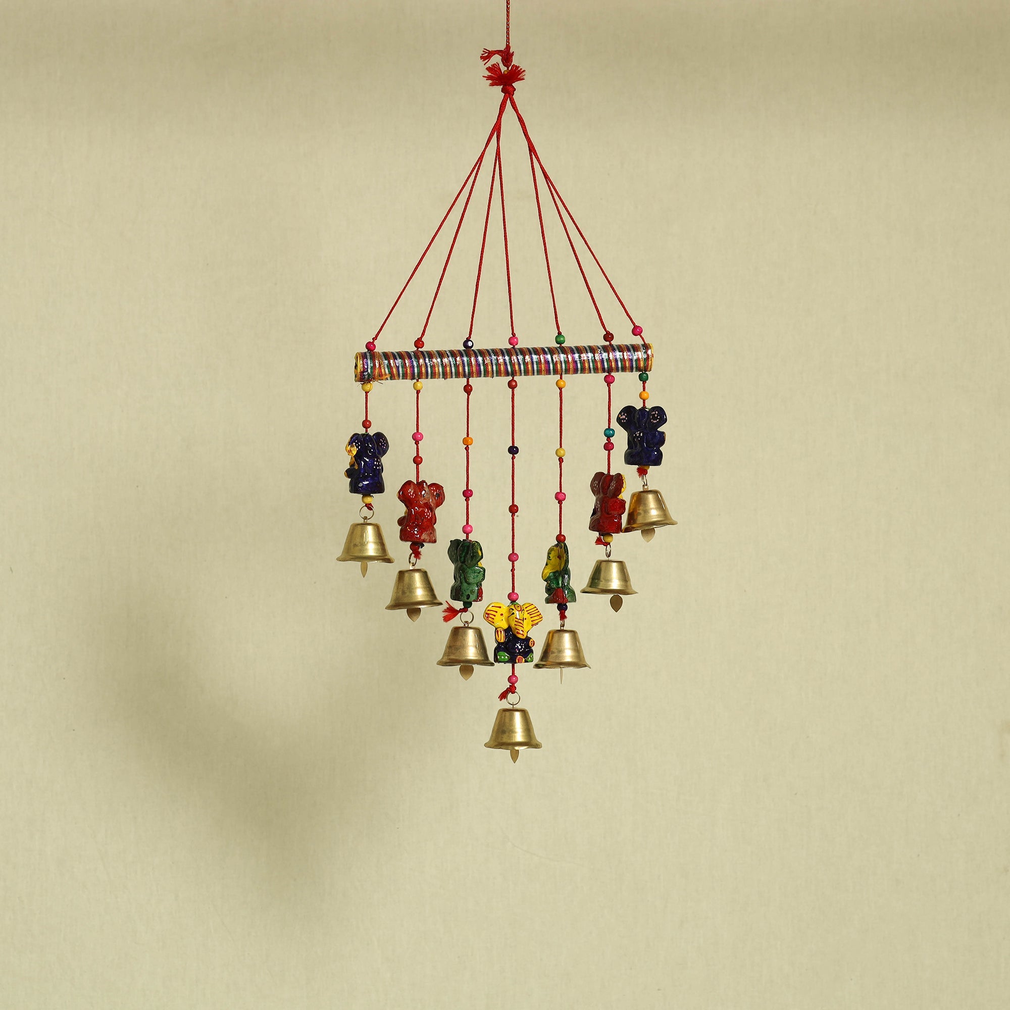  Ganesha - Handpainted Wooden Decorative Bell Hanging 21