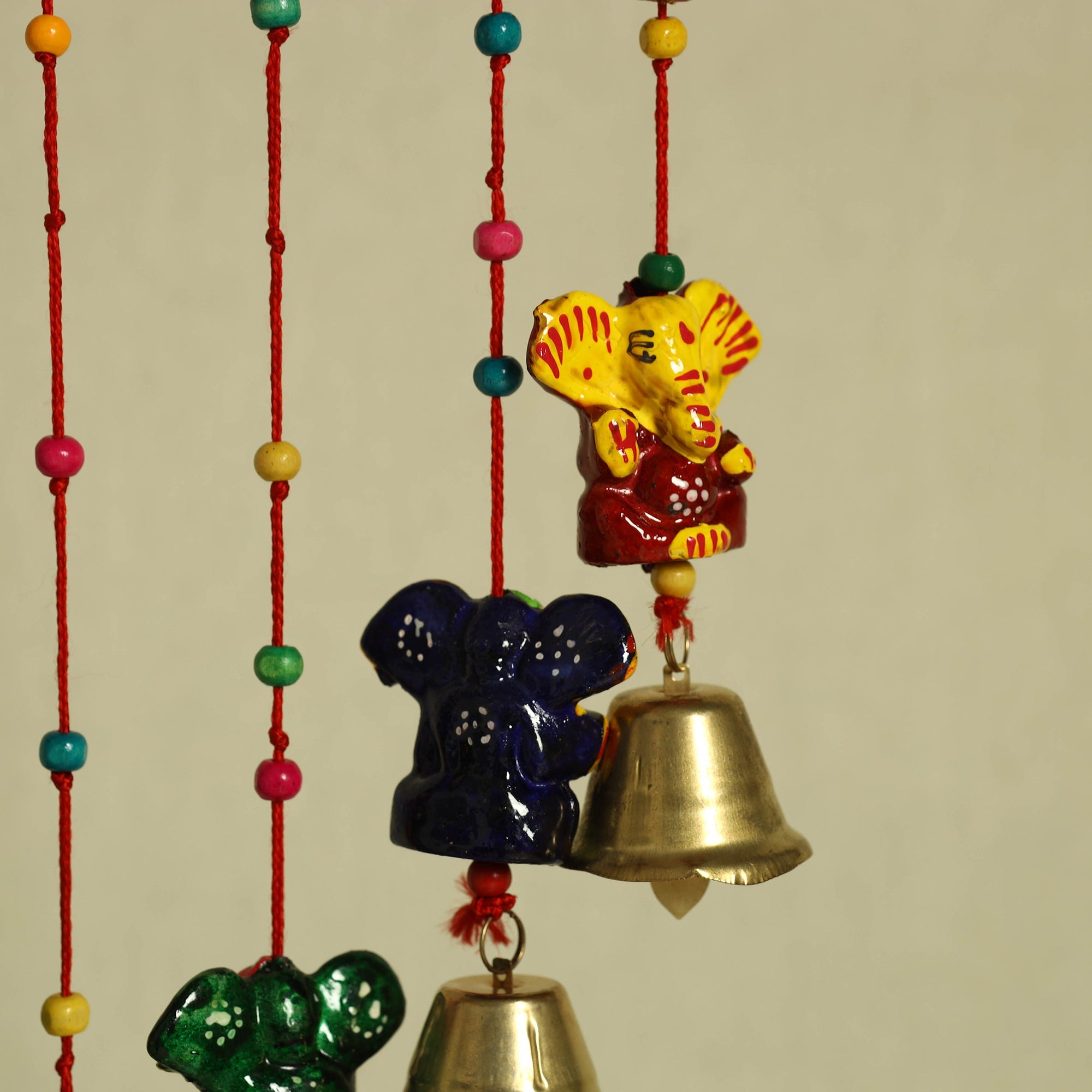  Ganesha - Handpainted Wooden Decorative Bell Hanging 21