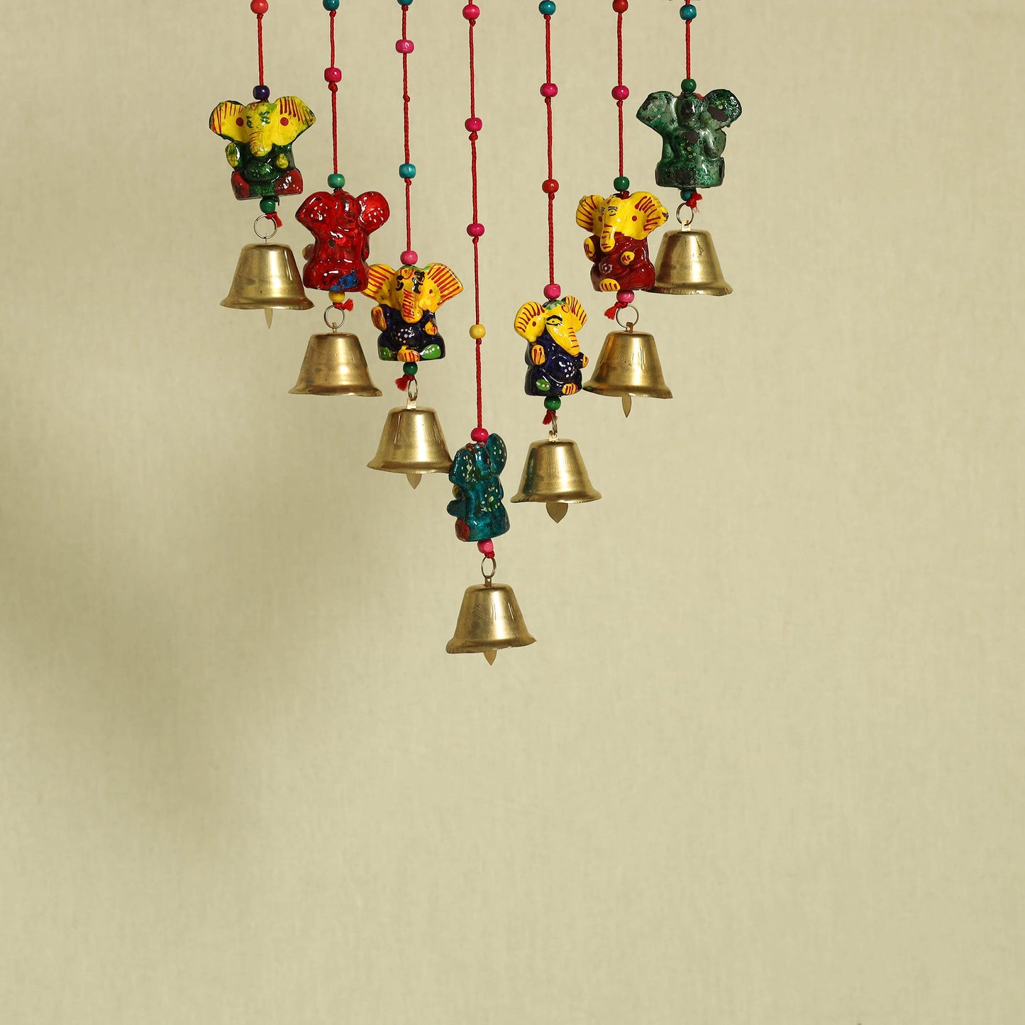  Ganesha - Handpainted Wooden Decorative Bell Hanging 21