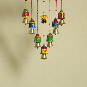 Ganesha - handpainted wooden decorative bell hanging 28