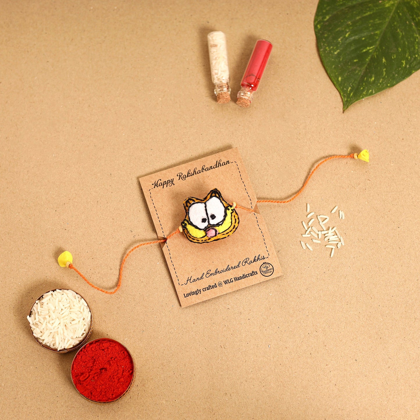   Garfield - Hand Embroidered & Felt Work Kids Rakhi 
