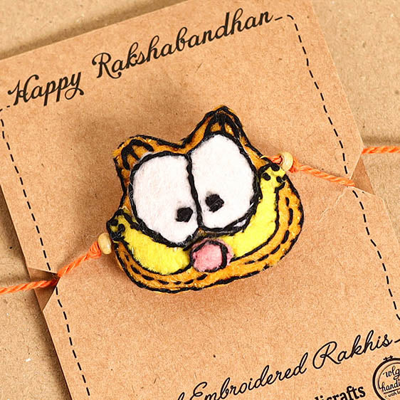   Garfield - Hand Embroidered & Felt Work Kids Rakhi 