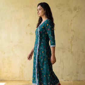 Gota Work Bandhani Cotton A-Line Long Kurta for women 04