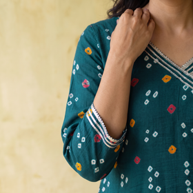 Gota Work Bandhani Cotton A-Line Long Kurta for women 04