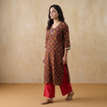 Gota Work Bandhani Cotton Straight Long Kurta for women 12