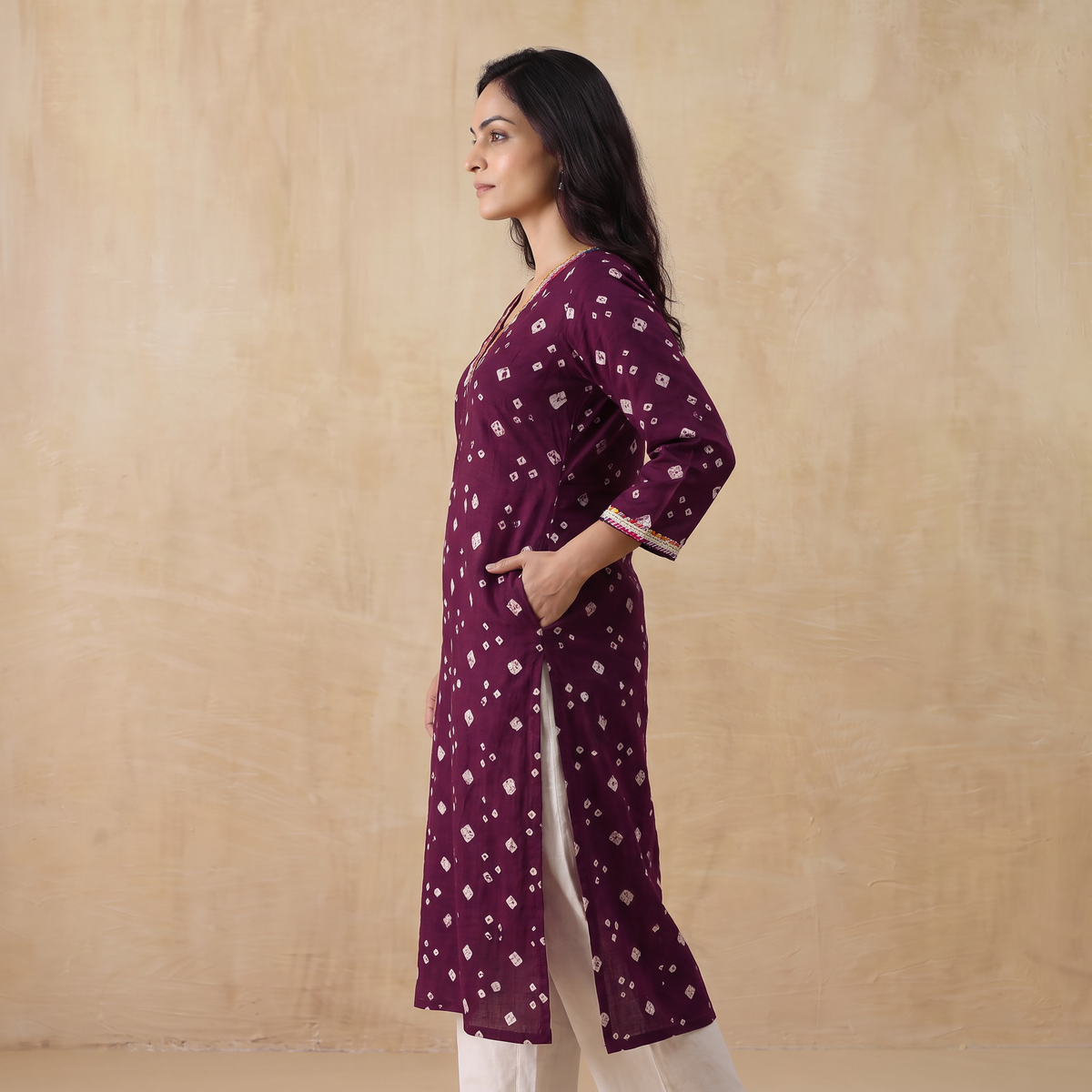 Gota Work Bandhani Cotton Straight Long Kurta for women 11