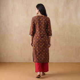 Gota Work Bandhani Cotton Straight Long Kurta for women 12