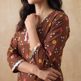 Gota Work Bandhani Cotton Straight Long Kurta for women 12