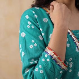 Gota Work Bandhani Cotton Straight Long Kurta for women 13