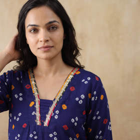 Gota Work Bandhani Cotton Straight Long Kurta for women 14