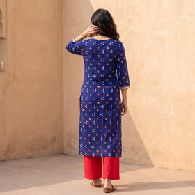 Gota Work Bandhani Cotton Straight Long Kurta for women 14