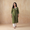 Gota Work Bandhani Cotton A-Line Long Kurta for women 05