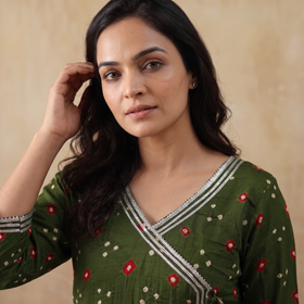 Gota Work Bandhani Cotton A-Line Long Kurta for women 01