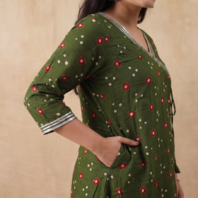 Gota Work Bandhani Cotton A-Line Long Kurta for women 01