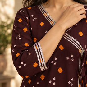 Gota Work Bandhani Cotton A-Line Long Kurta for women 03