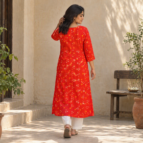 Bandhani Cotton A-Line Long Kurta for women 15