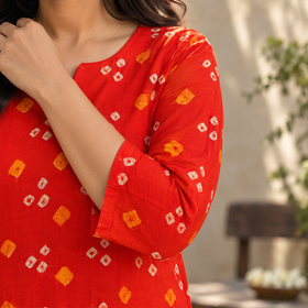 Bandhani Cotton A-Line Long Kurta for women 15