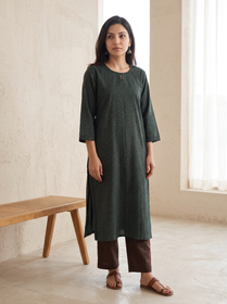 Bagh Hand Block Print Natural Dyed Cotton Straight Long Kurta for women 02