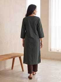 Bagh Hand Block Print Natural Dyed Cotton Straight Long Kurta for women 02