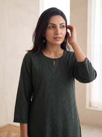 Bagh Hand Block Print Natural Dyed Cotton Straight Long Kurta for women 02