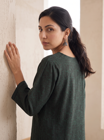 Bagh Hand Block Print Natural Dyed Cotton Straight Long Kurta for women 02