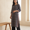 Bagh Hand Block Print Natural Dyed Cotton Straight Long Kurta for women 03