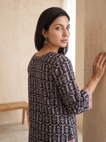 Bagh Hand Block Print Natural Dyed Cotton Straight Long Kurta for women 03