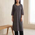 Bagh Hand Block Print Natural Dyed Cotton Straight Long Kurta for women 04