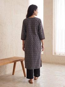 Bagh Hand Block Print Natural Dyed Cotton Straight Long Kurta for women 04