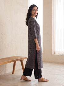 Bagh Hand Block Print Natural Dyed Cotton Straight Long Kurta for women 04