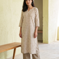 Bagh Hand Block Print Natural Dyed Cotton Straight Long Kurta for women 05