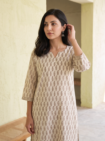 Bagh Hand Block Print Natural Dyed Cotton Straight Long Kurta for women 05