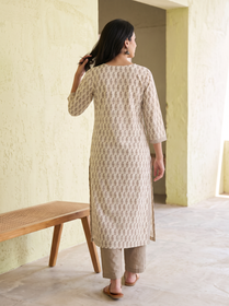 Bagh Hand Block Print Natural Dyed Cotton Straight Long Kurta for women 05