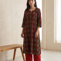 Bagh Hand Block Print Natural Dyed Cotton Straight Long Kurta for women 06