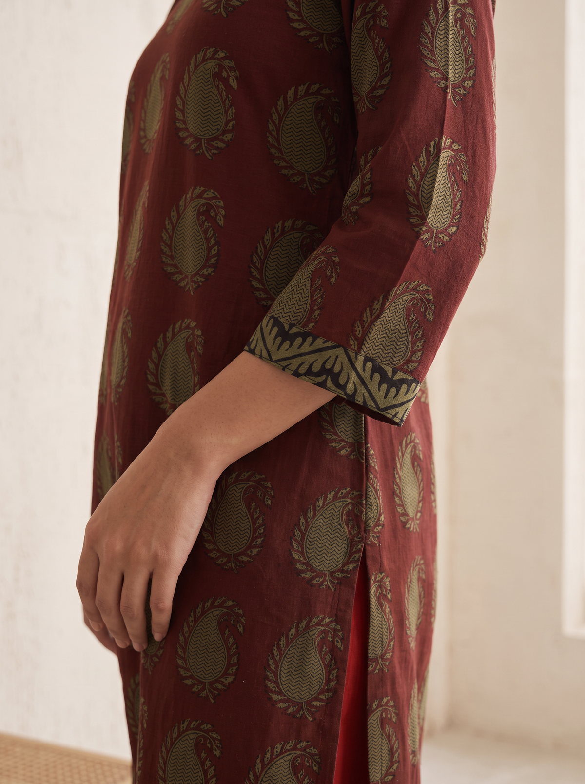 Bagh Hand Block Print Natural Dyed Cotton Straight Long Kurta for women 06