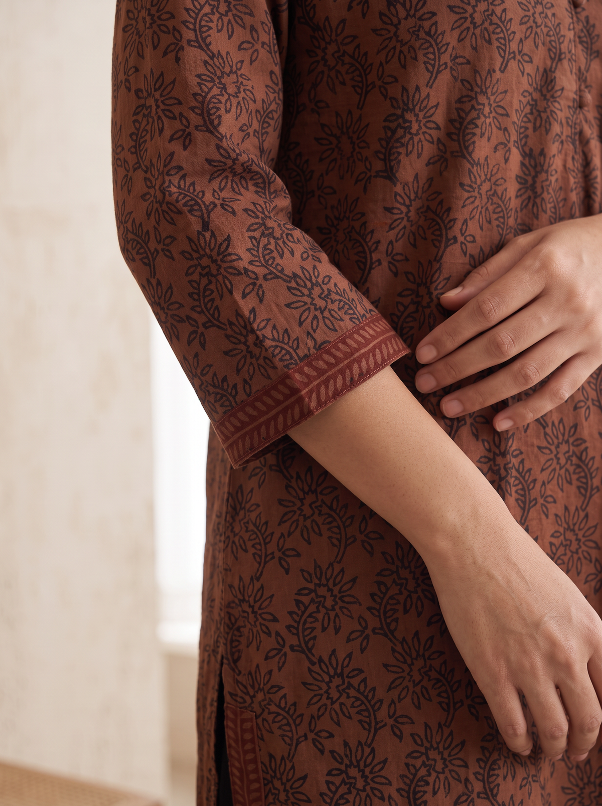 Bagh Hand Block Print Natural Dyed Cotton Straight Long Kurta for women 07