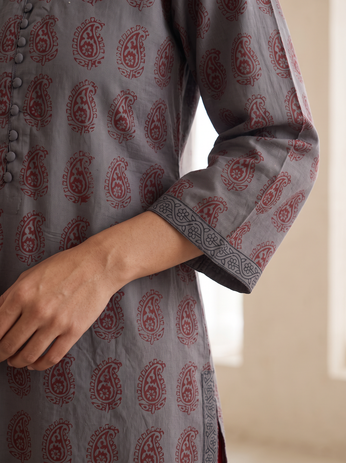 Bagh Hand Block Print Natural Dyed Cotton Straight Long Kurta for women 08
