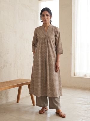 Bagh Hand Block Print Natural Dyed Cotton A-Line Long Kurta for women 13