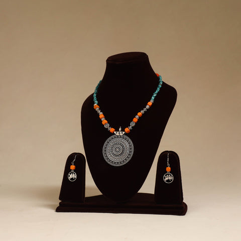 German silver beaded necklace set 01 - handcrafted