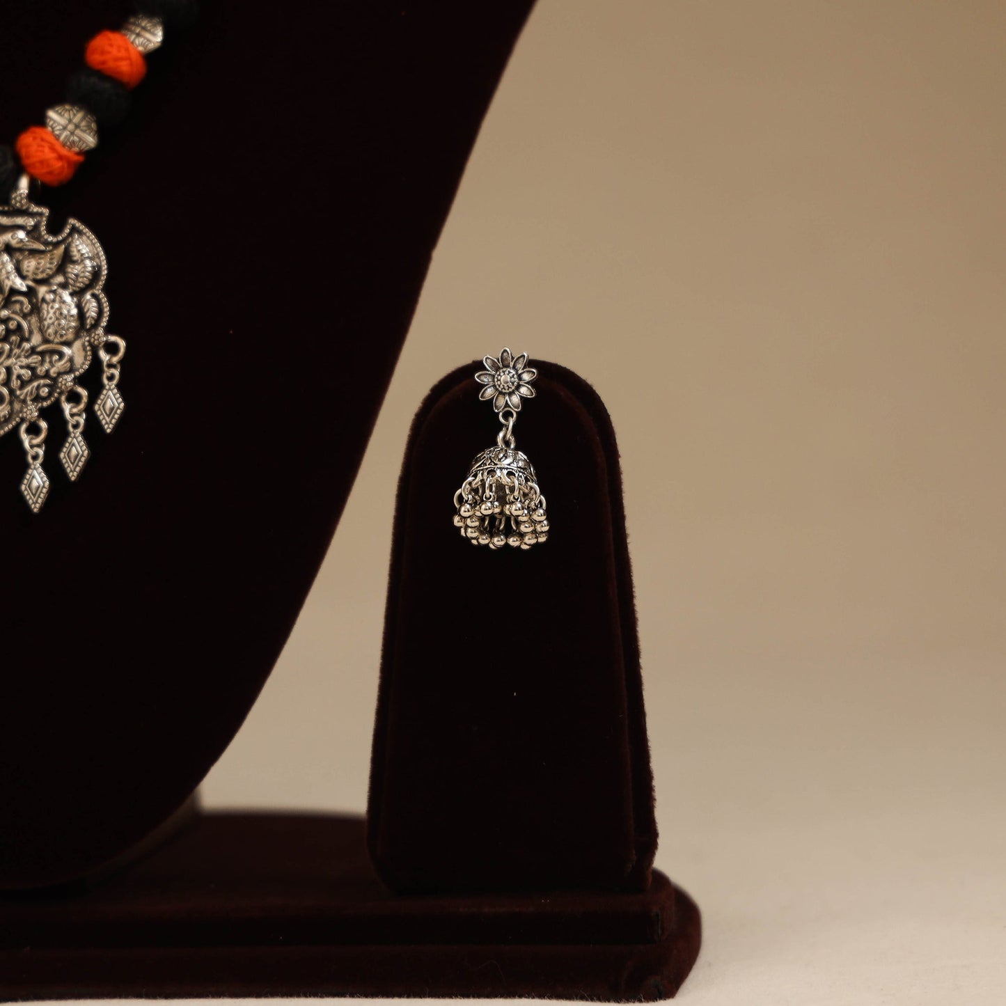 German silver thread beads necklace set 10 - handcrafted